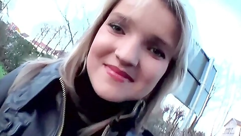 Young Blonde With Nice Tits Shoves A Big Dildo In Her Pink Pussy