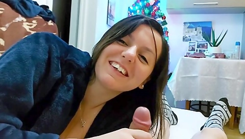 Hot College Girl In Sexy Stockings Gets Fucked Hard By Her Nerdy Classmate