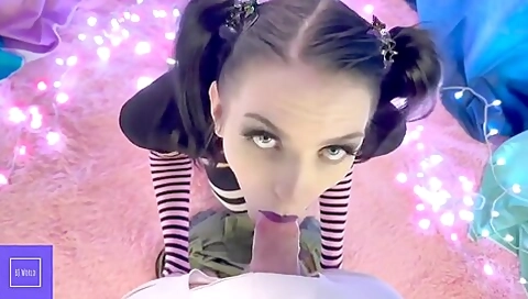 Celestina Blooms Goth Blowjob