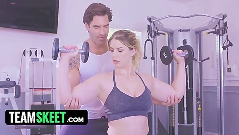 Sweet Blonde Riley Reign Wants To Exercise To Keep Her Body And Pussy Ultra Tight