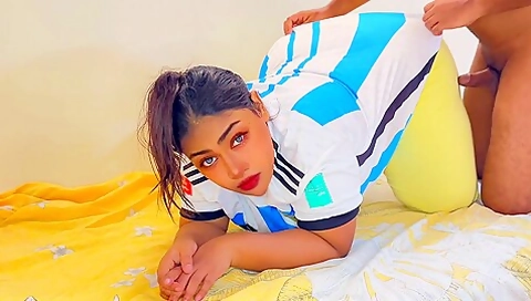 A Beauty Argentinian Supporter Hot Girl Wants Fuck From Me But I Support Brazil (softcore Fuck & Cum