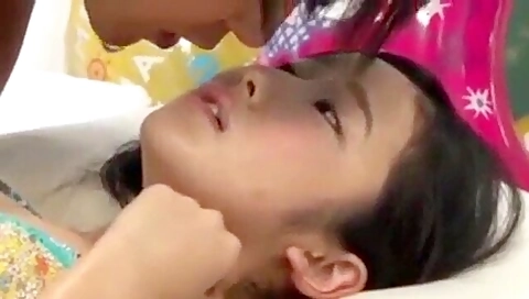 I put my finger in and out of her shaved pussy and cum inside her.