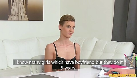 Skinny Brunette With Short Hair Takes Cock Balls Deep In Her Vag
